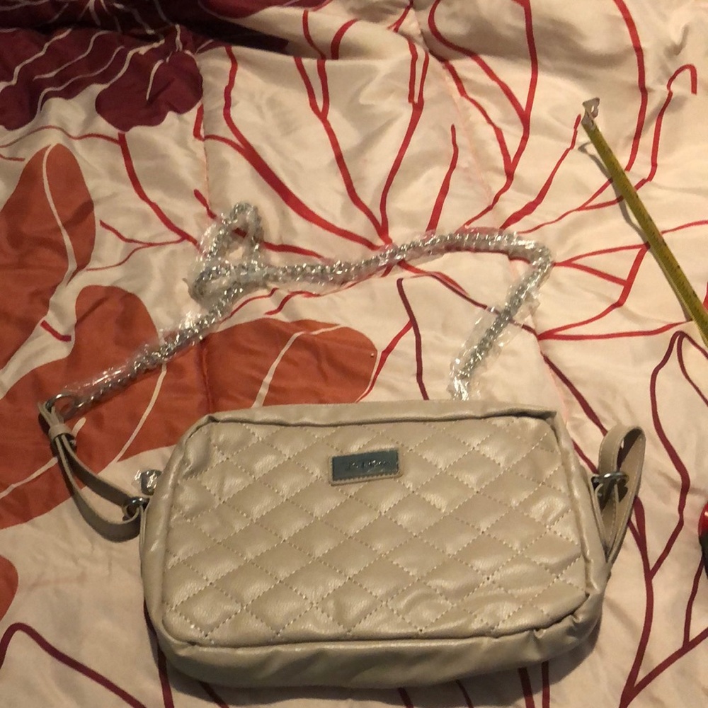 Bella Russo pleather pocket book with silver chain strap